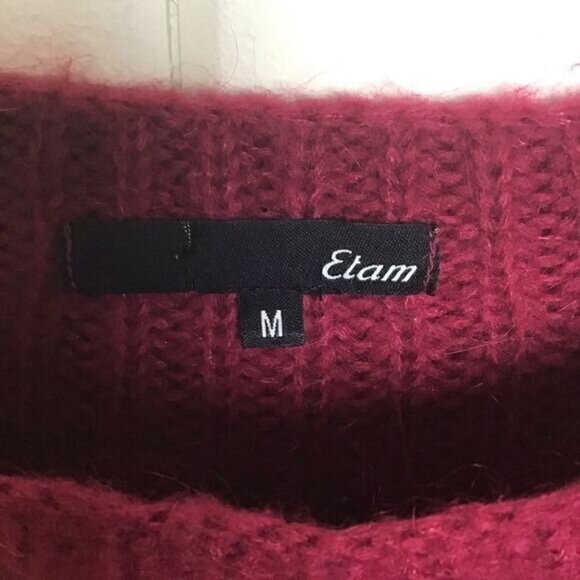 Etam Knit Sweater France Oversize Plum Mohair, Size Medium - Picture 5 of 8